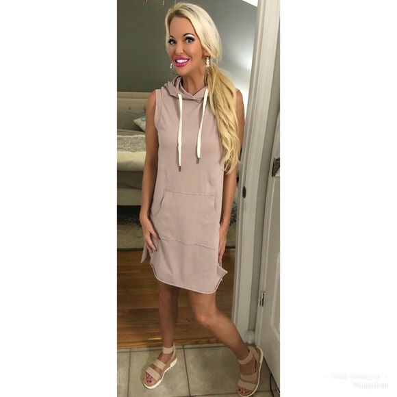 ❤️LAST 1! French Terry Raw Edge Hoodie Dress! - Picture 5 of 8